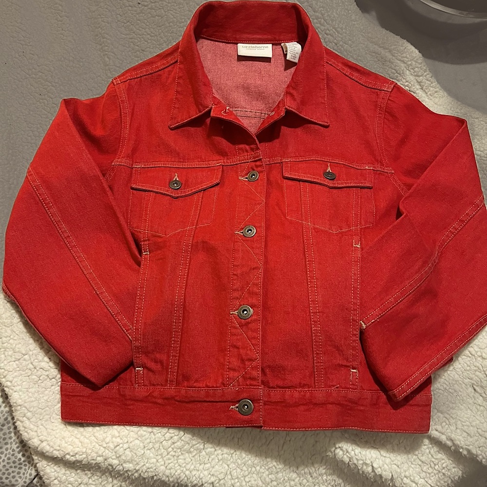 Liz Claiborne size medium red denim jacket